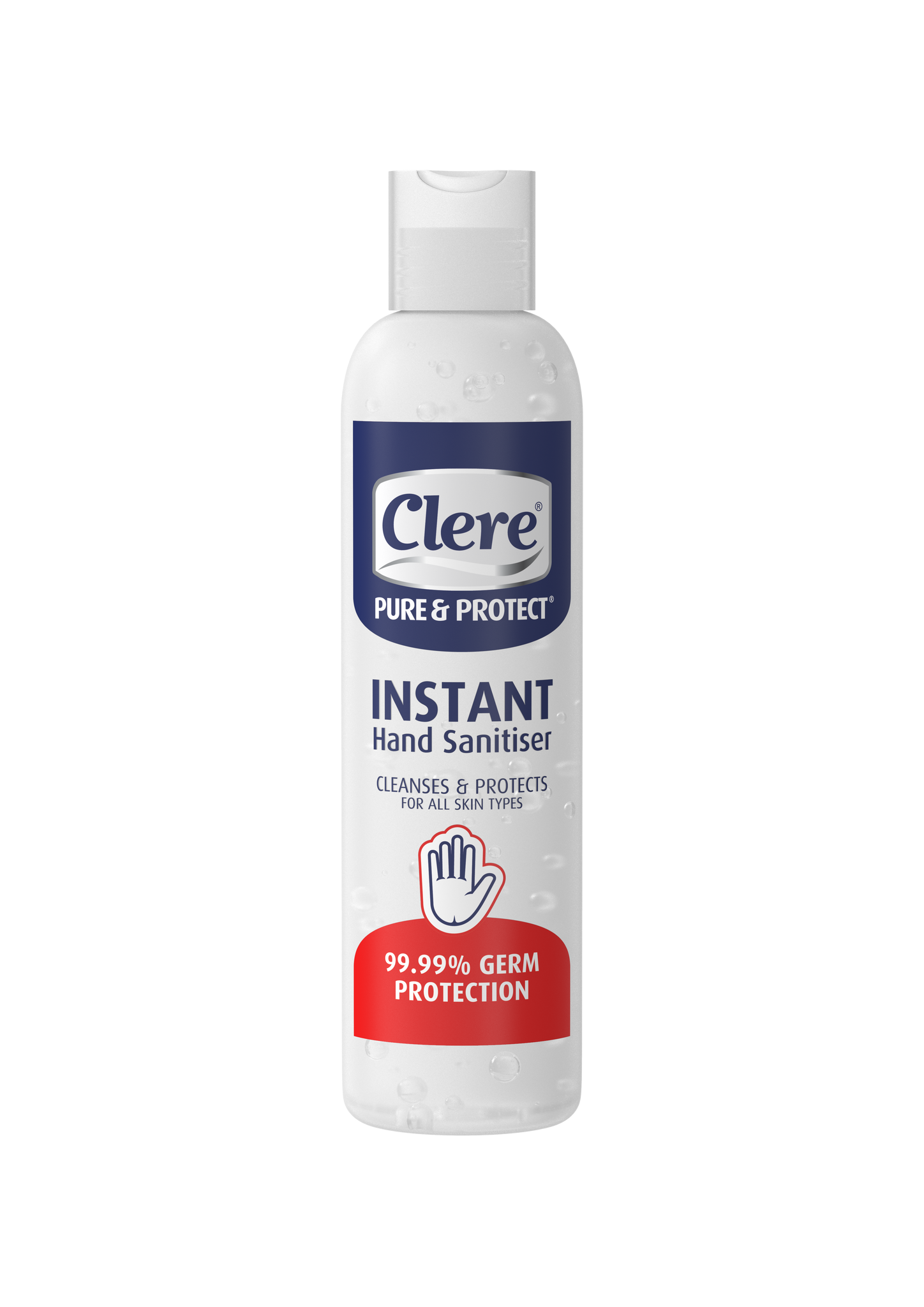 Clere Pure & Protect Instant Hand Sanitiser (Round bottle) - Gel - 250ml 12-Pack