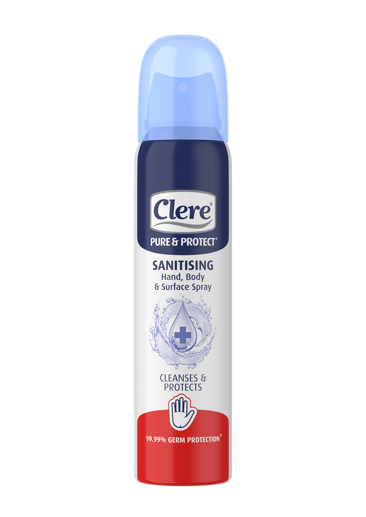 Clere Pure & Protect Sanitising Hand - Body & Surface Spray (Aerosol)  - 90ml
