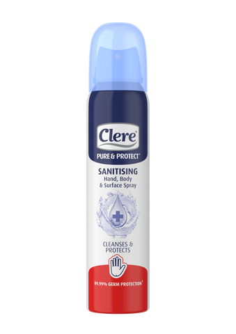 Clere Pure & Protect Sanitising Hand - Body & Surface Spray (Aerosol)  - 90ml