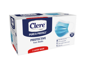 Clere Pure & Protect Protective Face Masks (50 pack) - 50 6-Pack